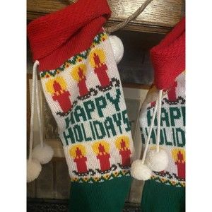 Vintage Christmas Stocking Candles Set lot Of 2